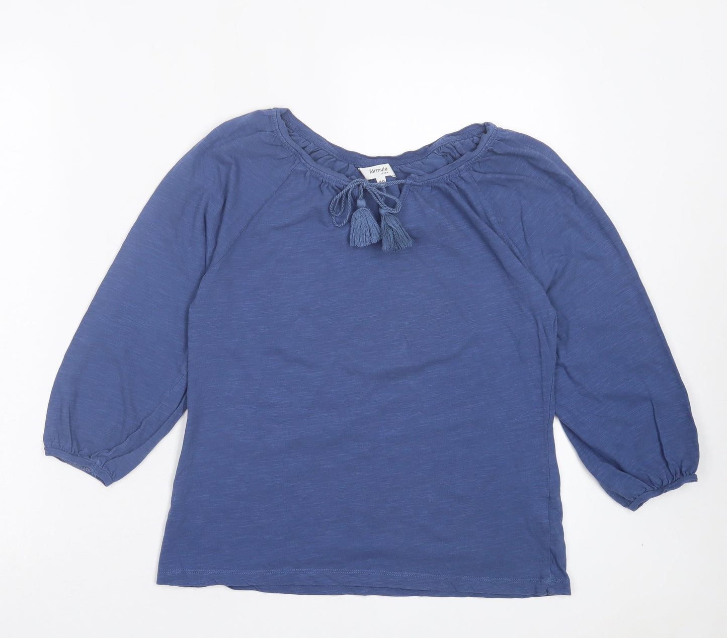 Formula Joven Womens Blue Cotton Basic T-Shirt Size 12 Boat Neck