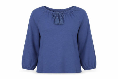 Formula Joven Womens Blue Cotton Basic T-Shirt Size 12 Boat Neck