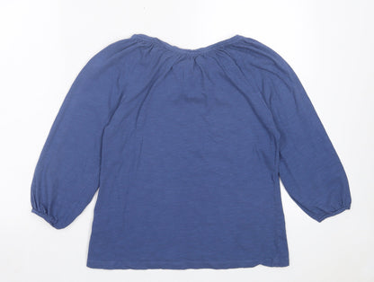 Formula Joven Womens Blue Cotton Basic T-Shirt Size 12 Boat Neck