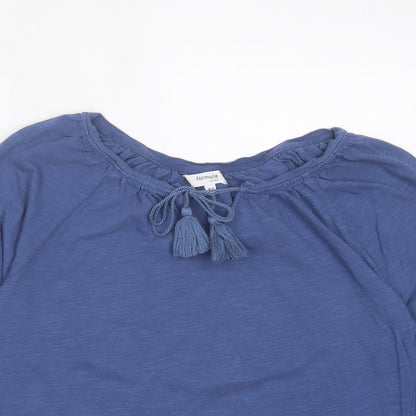 Formula Joven Womens Blue Cotton Basic T-Shirt Size 12 Boat Neck