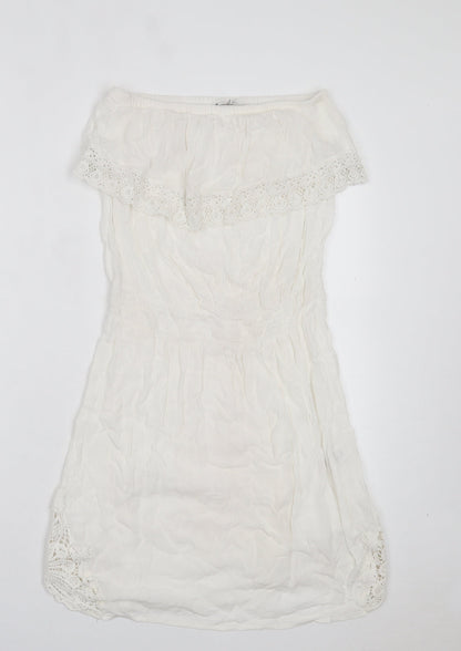 NEXT Womens White Viscose A-Line Size 8 Boat Neck Pullover