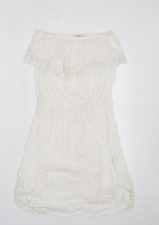 NEXT Womens White Viscose A-Line Size 8 Boat Neck Pullover