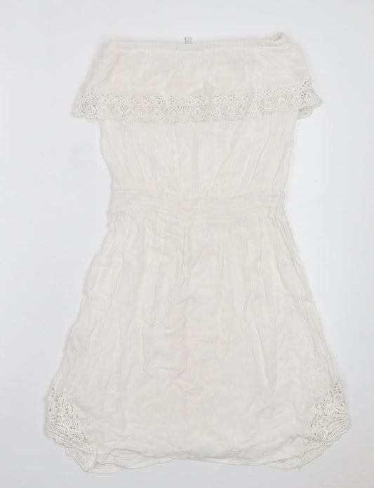 NEXT Womens White Viscose A-Line Size 8 Boat Neck Pullover