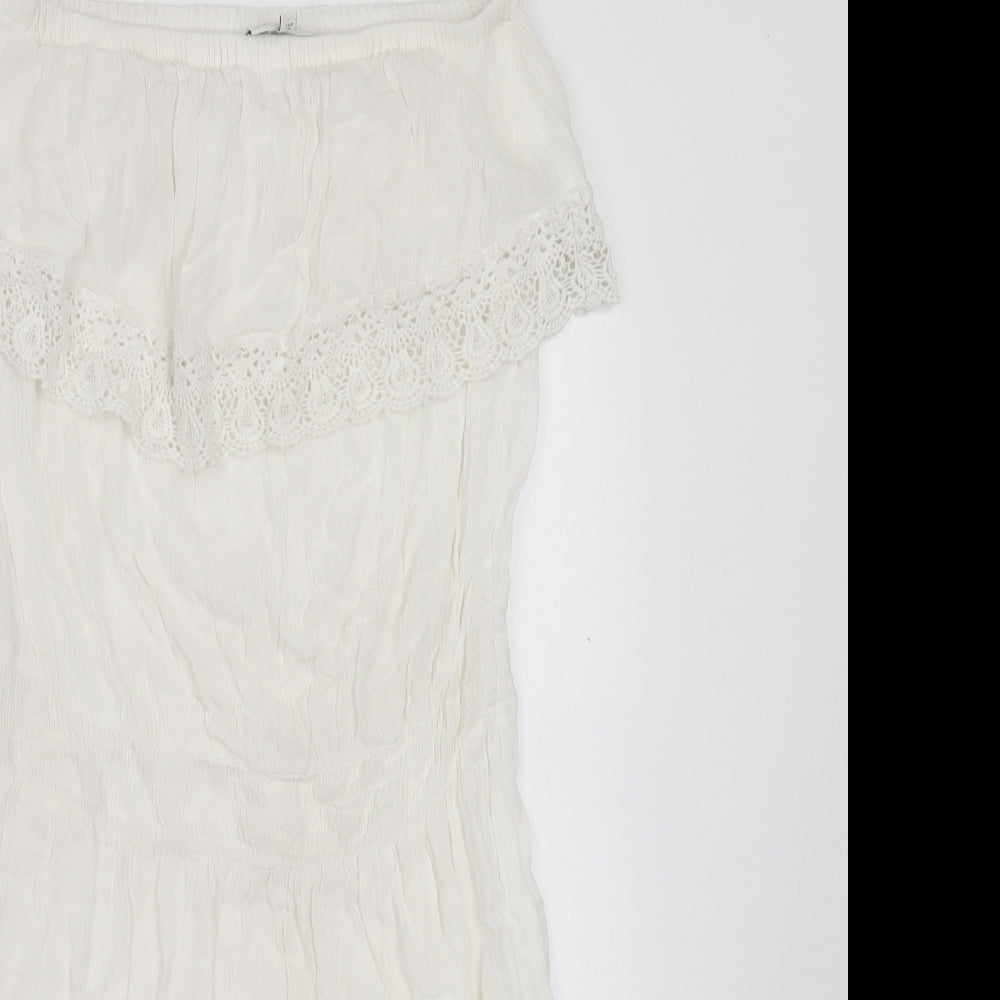 NEXT Womens White Viscose A-Line Size 8 Boat Neck Pullover