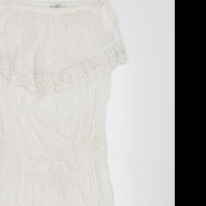 NEXT Womens White Viscose A-Line Size 8 Boat Neck Pullover