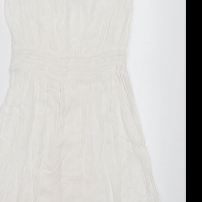 NEXT Womens White Viscose A-Line Size 8 Boat Neck Pullover