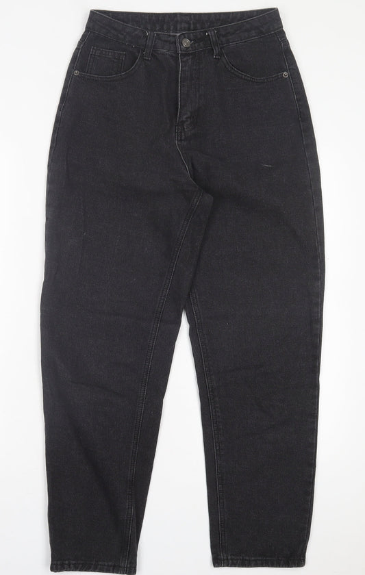 SheIn Womens Black Cotton Mom Jeans Size S L28 in Regular Button