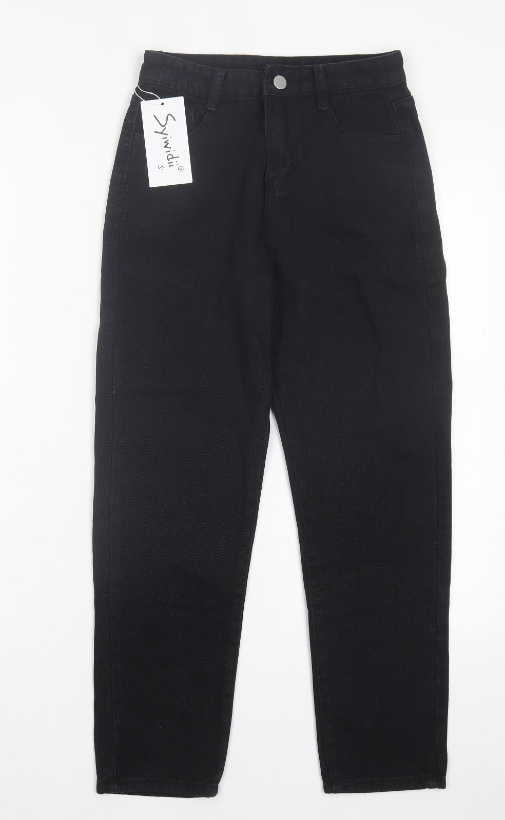 Syiwidii Womens Black Cotton Straight Jeans Size S L23 in Regular Button