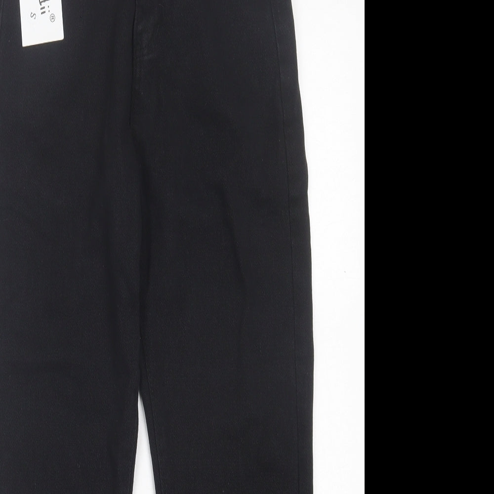 Syiwidii Womens Black Cotton Straight Jeans Size S L23 in Regular Button