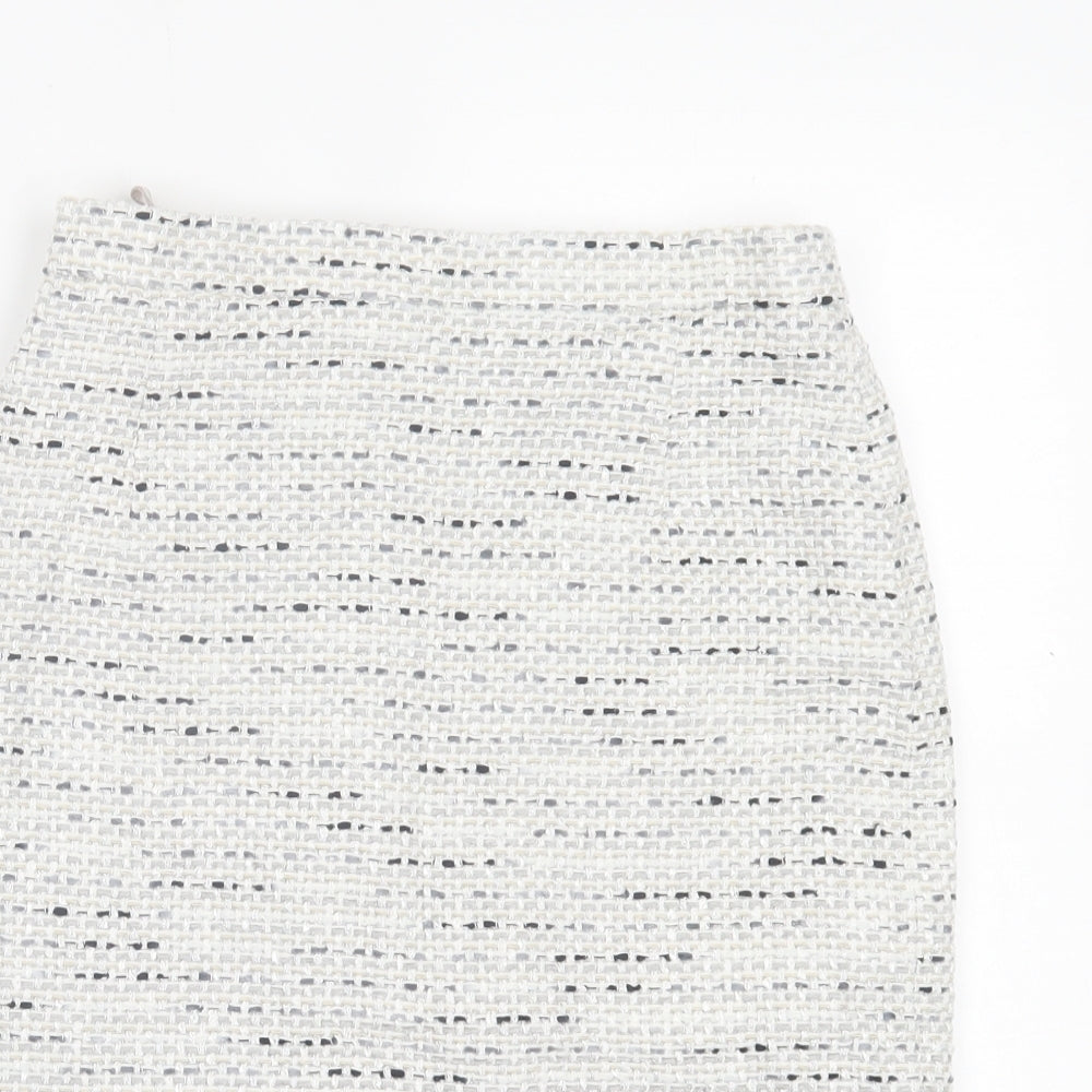 Elegance Womens Grey Cotton Straight & Pencil Skirt Size 10 Zip