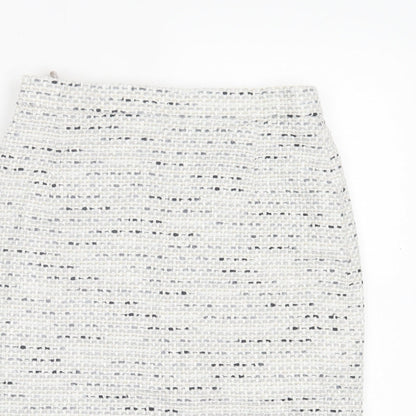 Elegance Womens Grey Cotton Straight & Pencil Skirt Size 10 Zip
