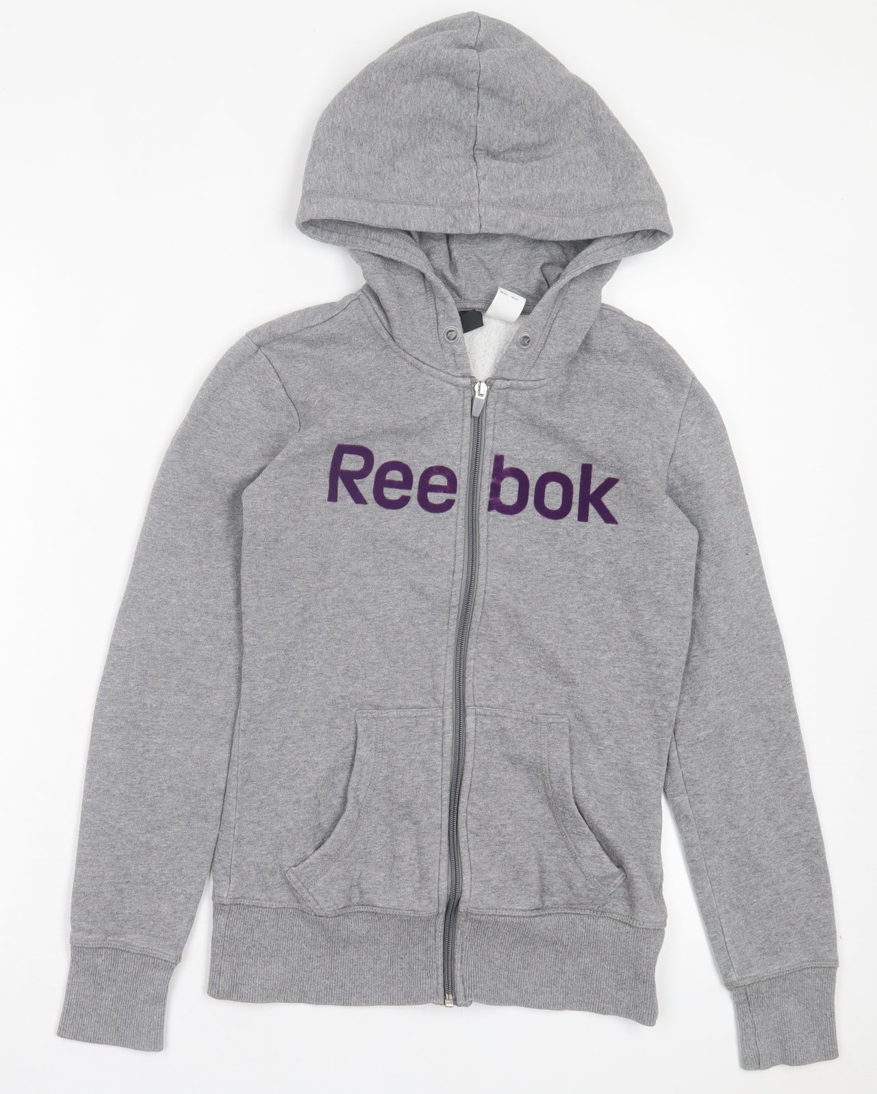 Reebok Womens Grey Cotton Full Zip Hoodie Size XS Zip