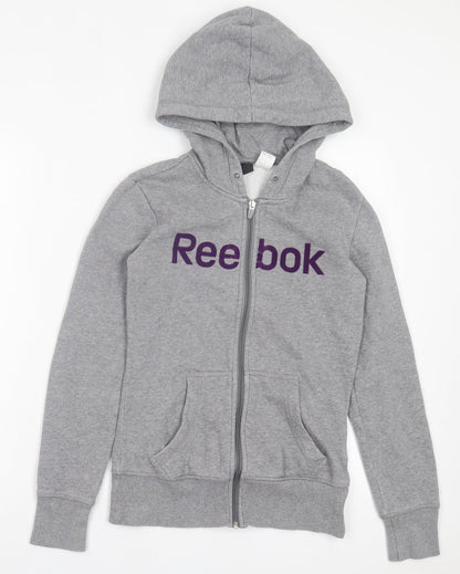 Reebok Womens Grey Cotton Full Zip Hoodie Size XS Zip