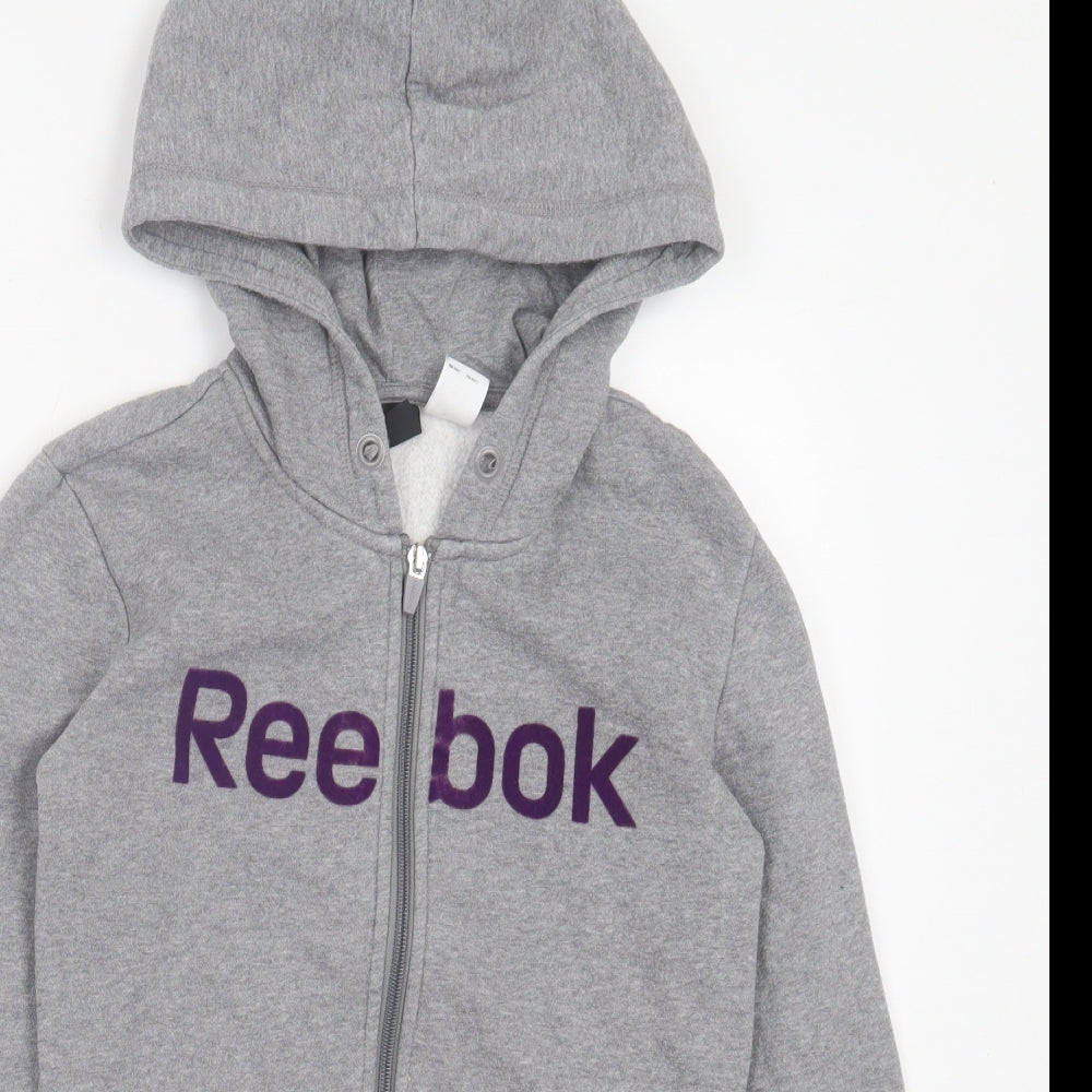 Reebok Womens Grey Cotton Full Zip Hoodie Size XS Zip