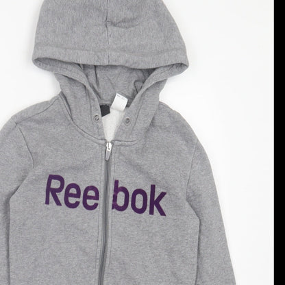 Reebok Womens Grey Cotton Full Zip Hoodie Size XS Zip