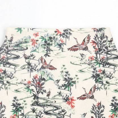 H&M Womens Ivory Geometric Polyester A-Line Skirt Size 6 Zip