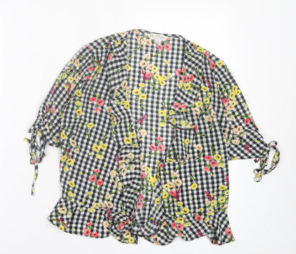 Miss Selfridge Womens Multicoloured Floral Polyester Kimono Blouse Size 6 V-Neck