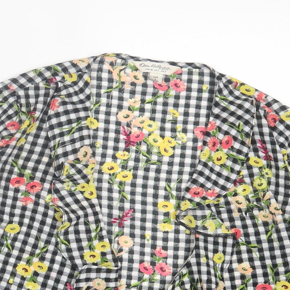 Miss Selfridge Womens Multicoloured Floral Polyester Kimono Blouse Size 6 V-Neck