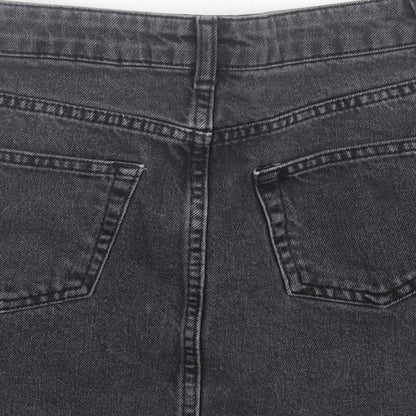Topshop Womens Grey Cotton A-Line Skirt Size 6 Button