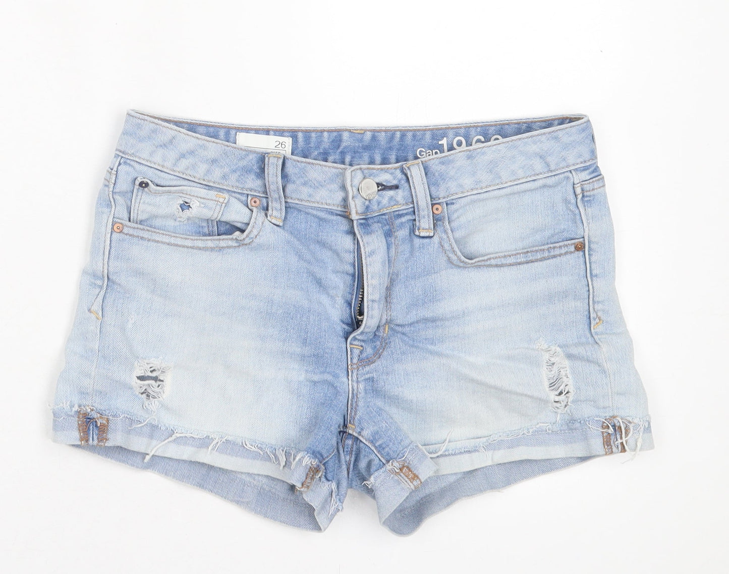 Gap Womens Blue Cotton Cut-Off Shorts Size 26 in Regular Button