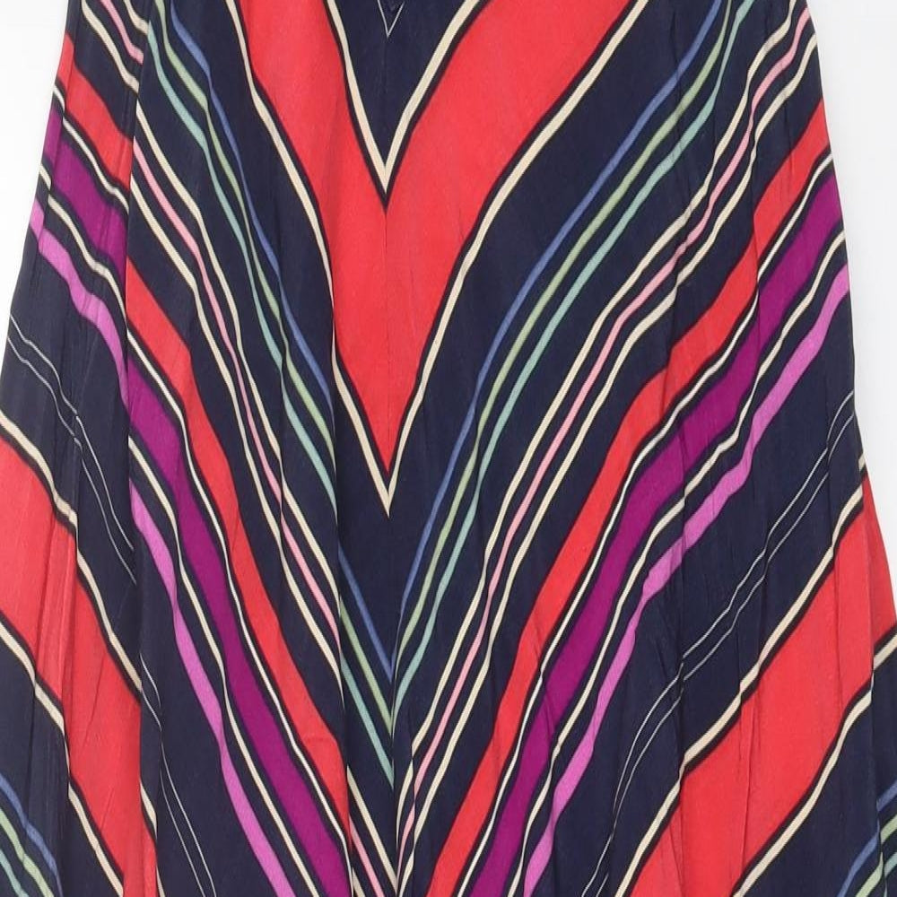 Monsoon Womens Multicoloured Striped Viscose Tank Dress Size S V-Neck Pullover