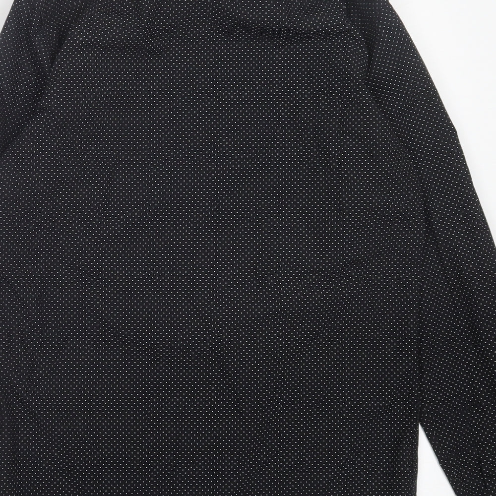 Topman Mens Black Polka Dot Cotton Button-Up Size S Collared Button - Pocket Detail