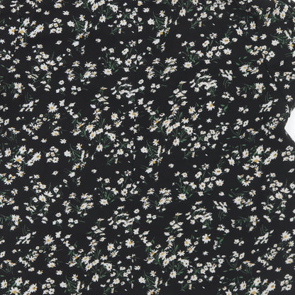 SheIn Womens Black Geometric Polyester Basic Blouse Size S V-Neck