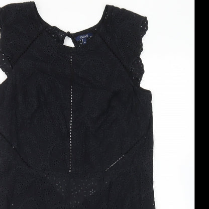 figleaves Womens Black Cotton Playsuit One-Piece Size 10 Button