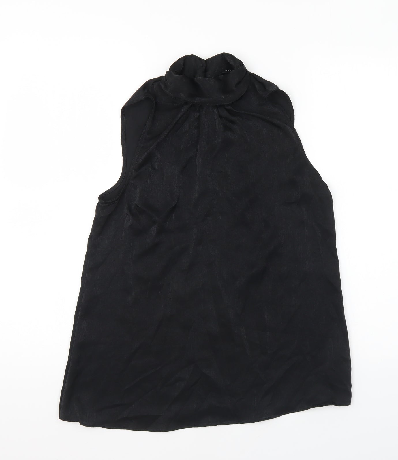 F&F Womens Black Polyester Basic Blouse Size 6 High Neck