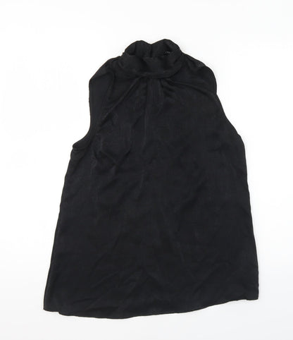 F&F Womens Black Polyester Basic Blouse Size 6 High Neck