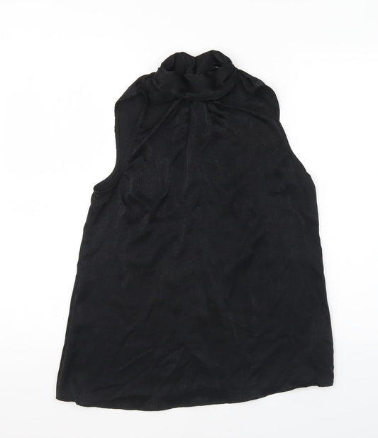 F&F Womens Black Polyester Basic Blouse Size 6 High Neck