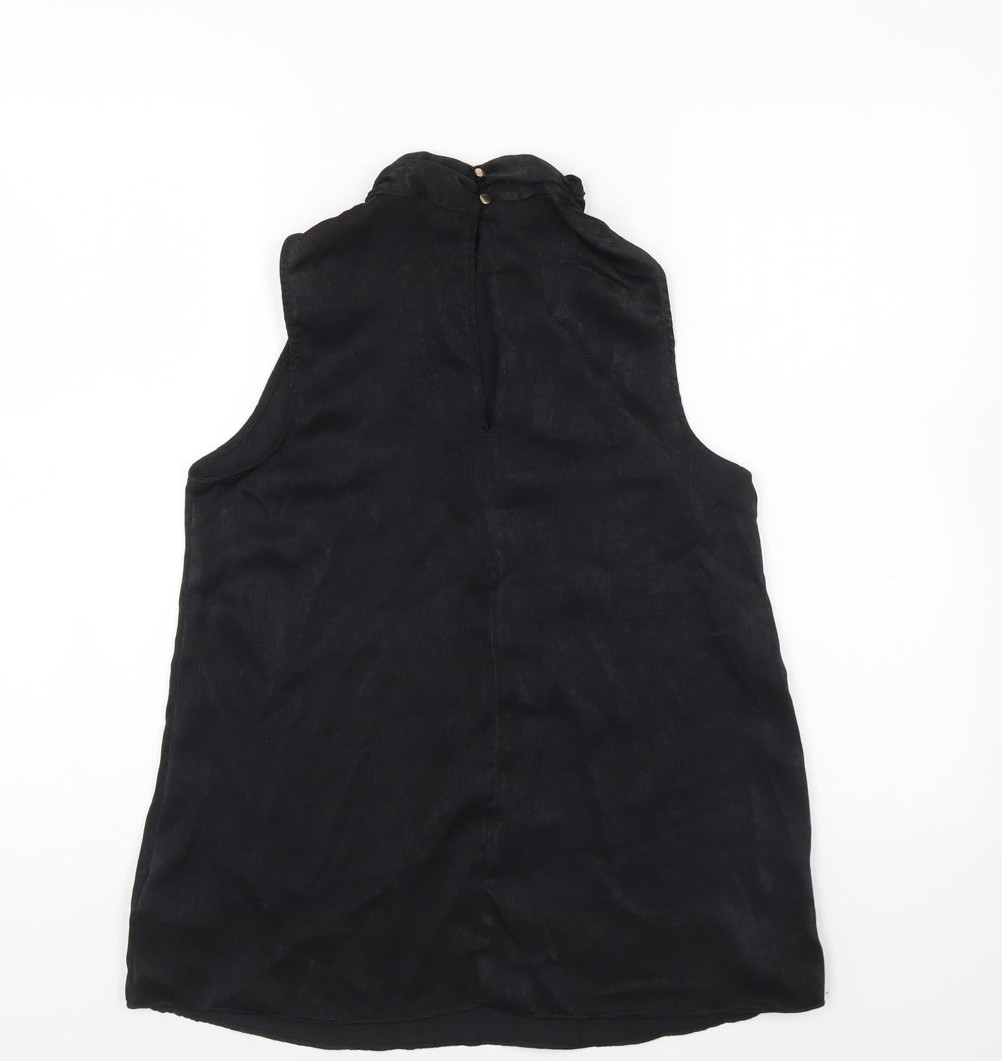 F&F Womens Black Polyester Basic Blouse Size 6 High Neck