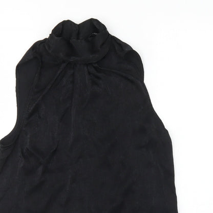 F&F Womens Black Polyester Basic Blouse Size 6 High Neck