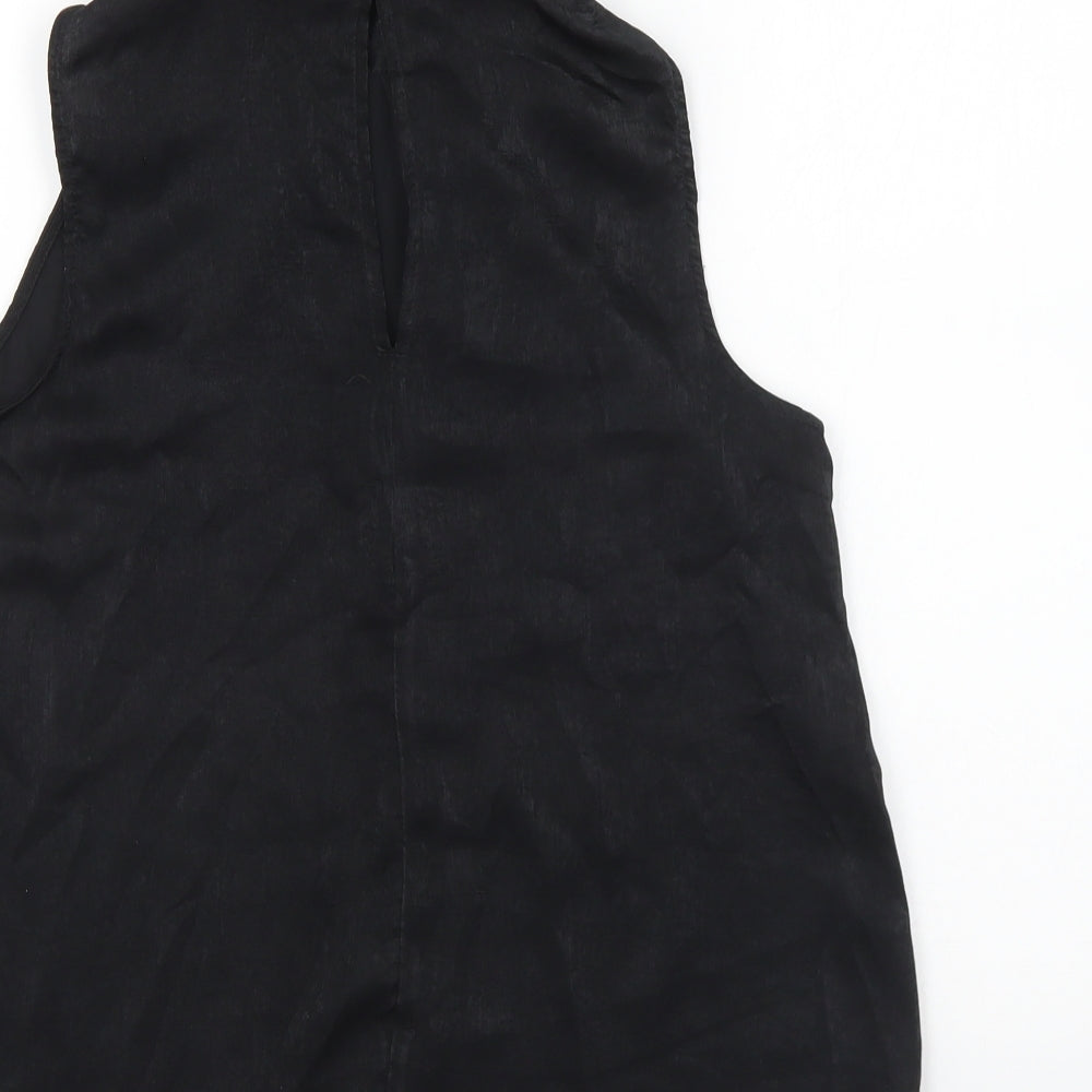 F&F Womens Black Polyester Basic Blouse Size 6 High Neck