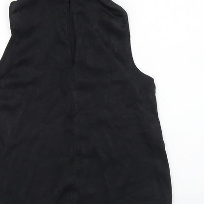 F&F Womens Black Polyester Basic Blouse Size 6 High Neck