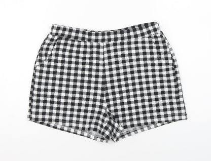 SheIn Womens Black Geometric Polyester Hot Pants Shorts Size S L5 in Regular Pull On