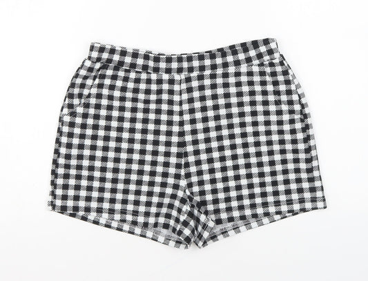 SheIn Womens Black Geometric Polyester Hot Pants Shorts Size S L5 in Regular Pull On