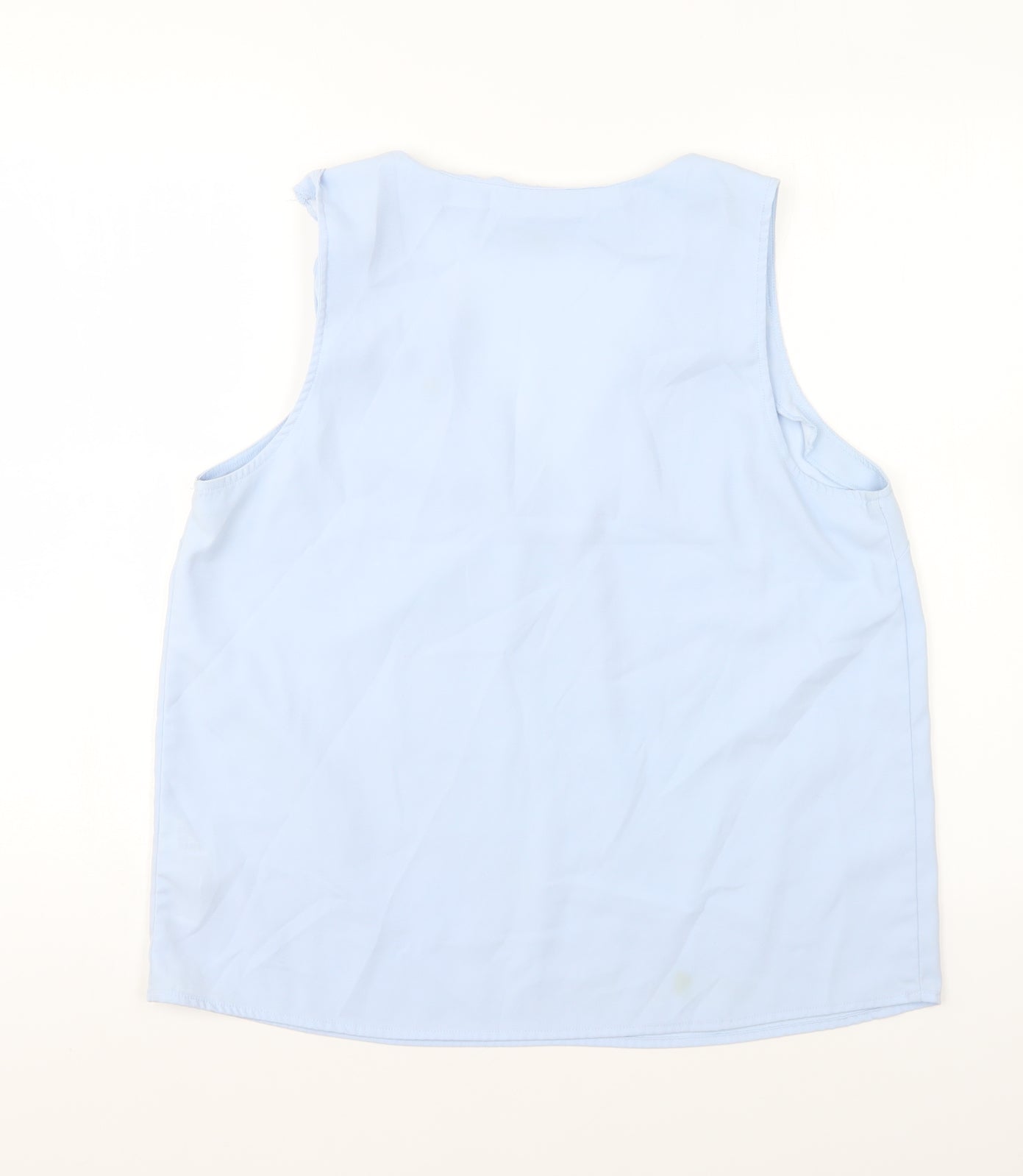 FOREVER 21 Womens Blue Polyester Basic Blouse Size L V-Neck