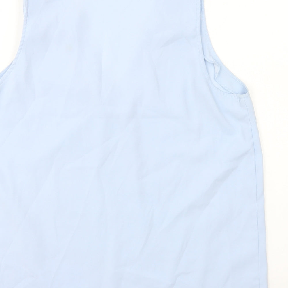 FOREVER 21 Womens Blue Polyester Basic Blouse Size L V-Neck