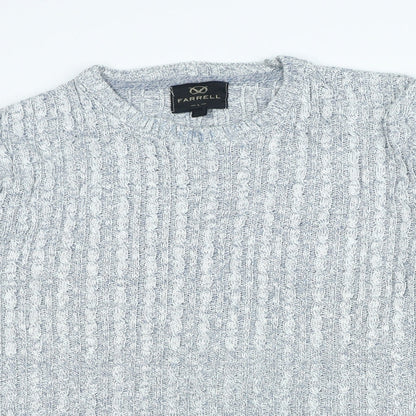 Farrell Mens Blue Crew Neck Acrylic Pullover Jumper Size L