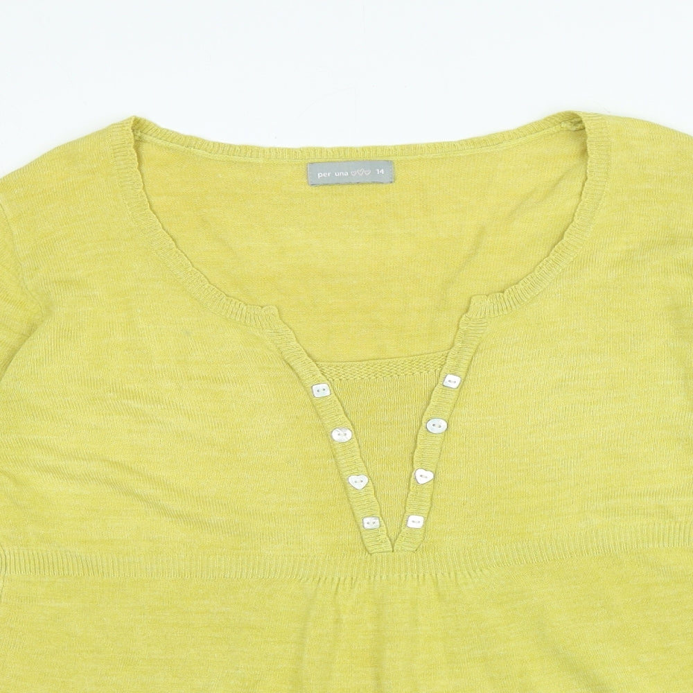 Womens UK Size 14 Per Una Green Basic Blouse