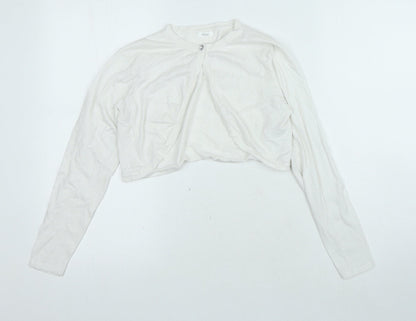 NEXT Girls White Round Neck Houndstooth Cotton Cardigan Jumper