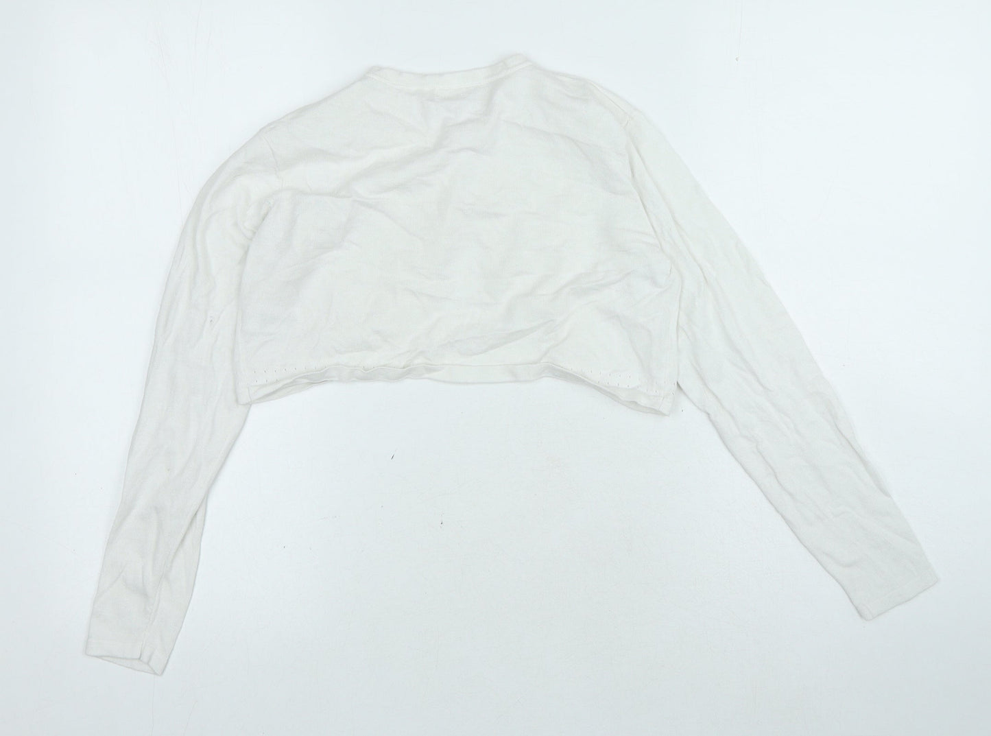 NEXT Girls White Round Neck Houndstooth Cotton Cardigan Jumper