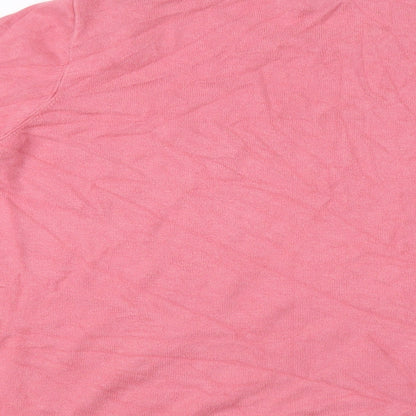 Love Knitwear Womens Pink Round Neck Geometric Viscose Pullover Jumper Size 14 - Hearts