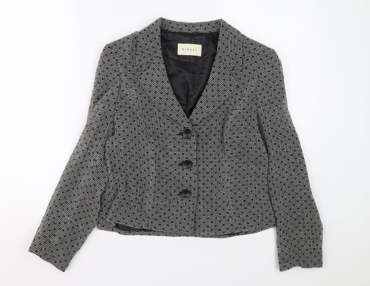 MINUET Womens Grey Polka Dot Jacket Blazer Buckle
