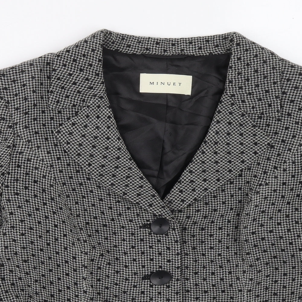 MINUET Womens Grey Polka Dot Jacket Blazer Buckle