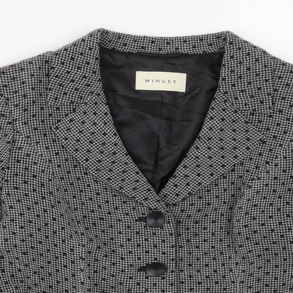 MINUET Womens Grey Polka Dot Jacket Blazer Buckle