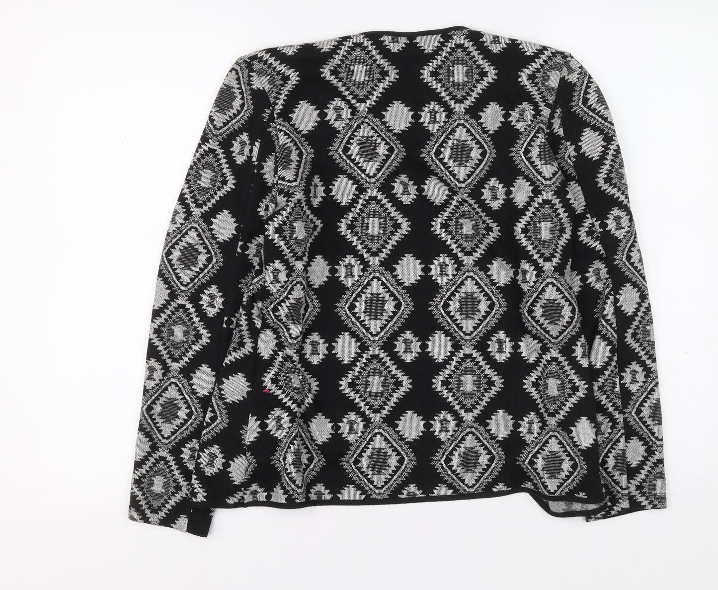 NEXT Womens Black Geometric Polyester Cardigan Jumper Size 12