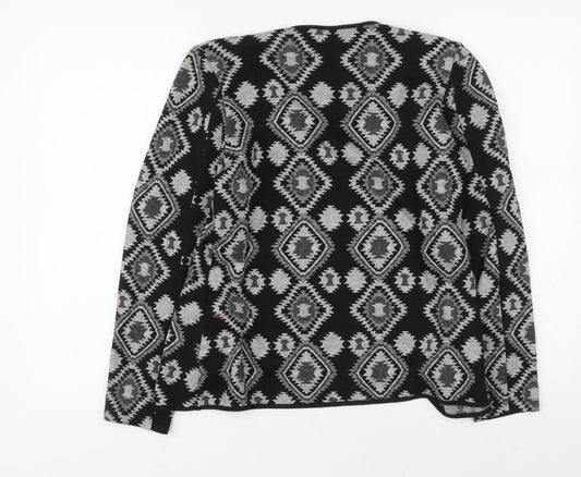 NEXT Womens Black Geometric Polyester Cardigan Jumper Size 12