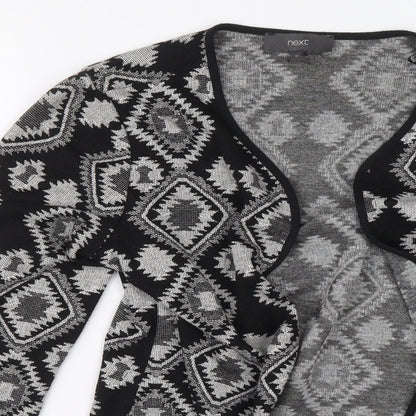 NEXT Womens Black Geometric Polyester Cardigan Jumper Size 12